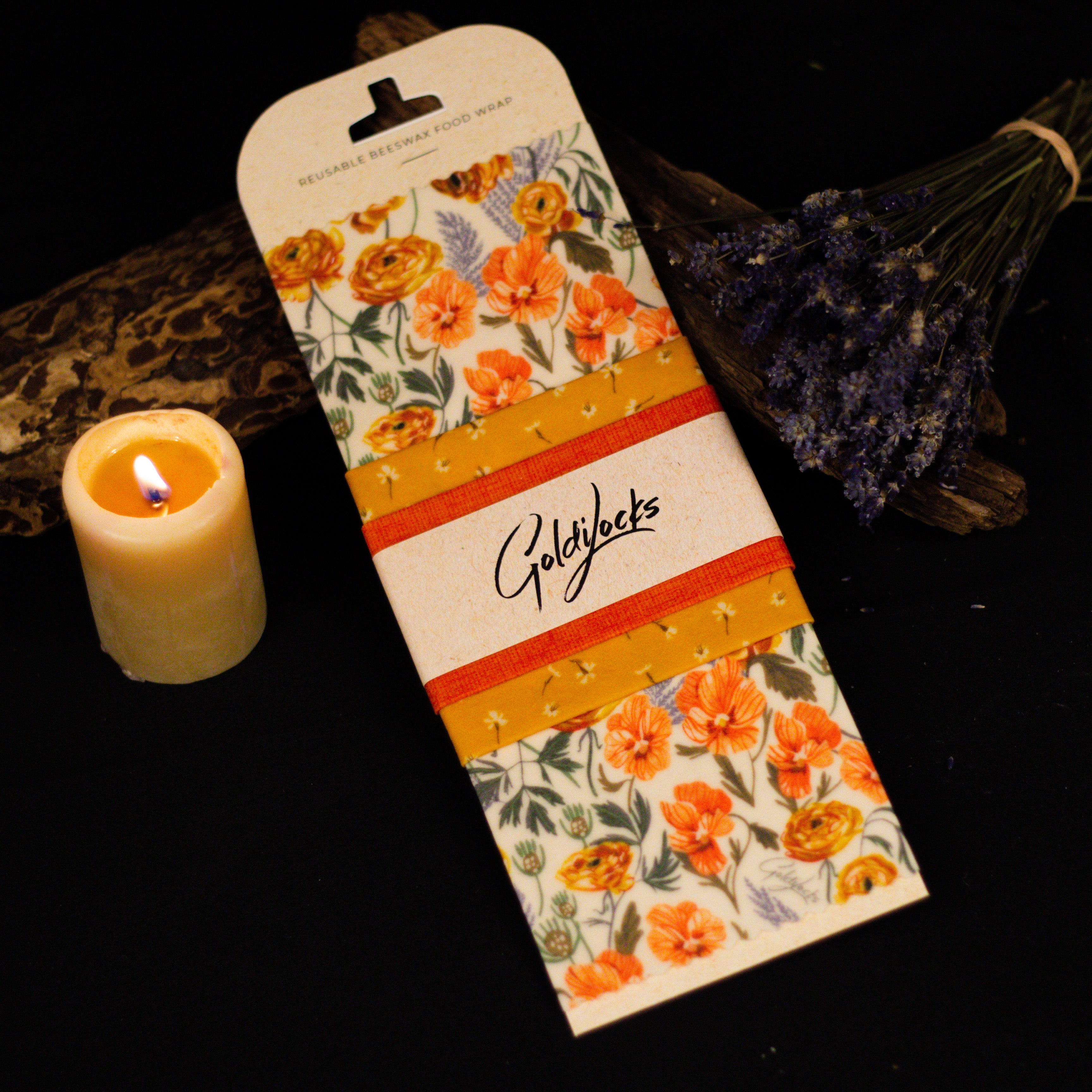 Reusable Beeswax Food Wraps | Golden Floral - Set of 3